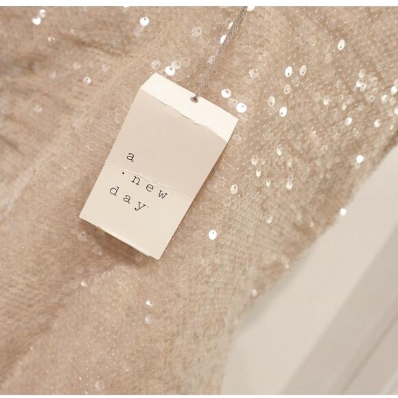 A New Day Champagne Sleeveless V Neck Sequin Mini A Line Dress, Size S - Picture 8 of 10